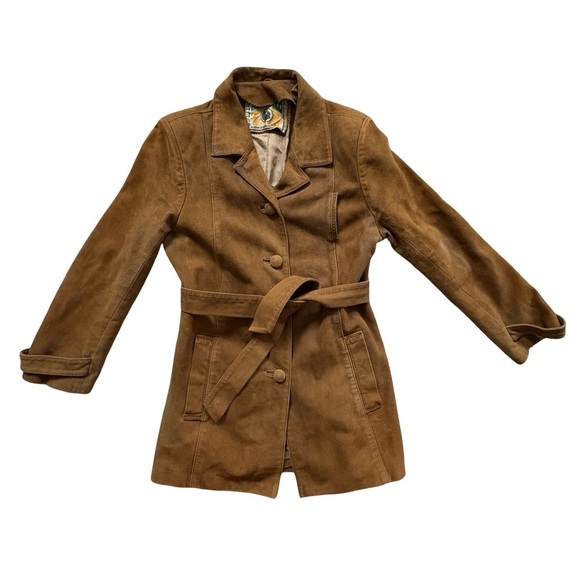 Vintage 70s BEEFALO by Petroff Suede Belted Jacket — Tobacco/Camel Brown,Western - Picture 2 of 14